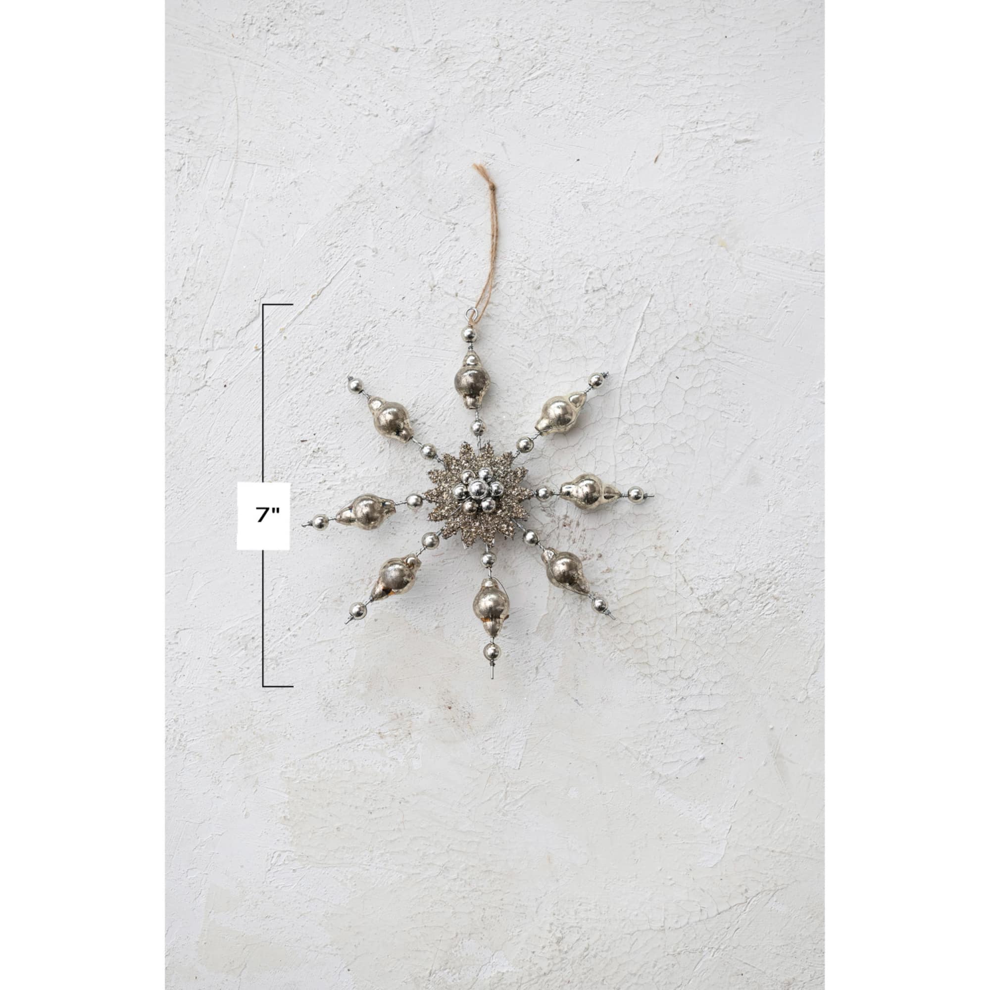 Hello Honey® 7" Silver Glass Snowflake Ornament